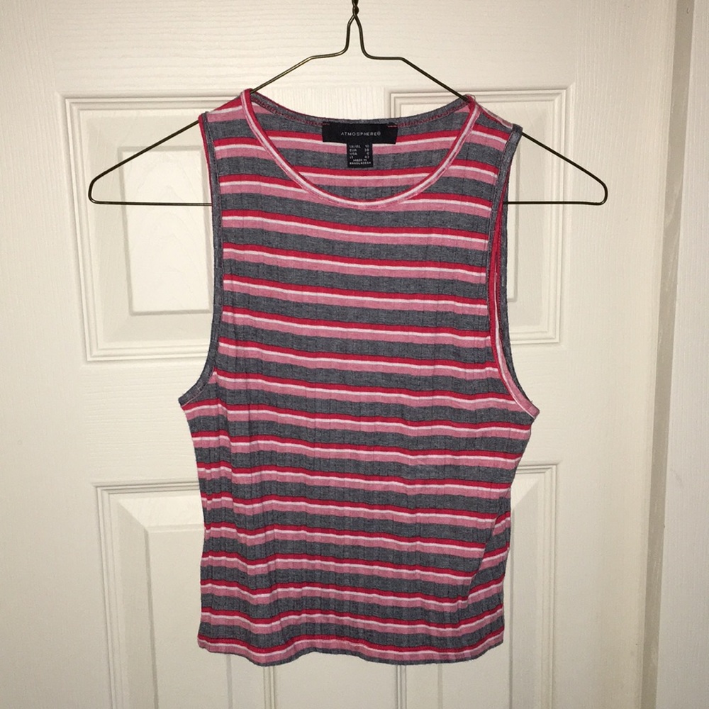 Atmosphere red and black striped crop top